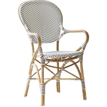 Chaise de jardin avec accoudoir bistrot blanc Isabelle - Sika Design