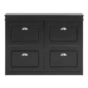 Armoire à chaussures 4 abattants effet bois noir