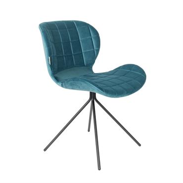 Chaise design en velours bleu