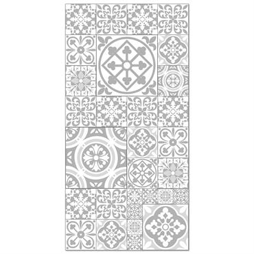 Tapis en vinyle hydraulique Talavera - Transformez votre espace avec le tapis en vinyle Talavera, disponible dans des tons élégants de bleu, marron et gris. Ce tapis se distingue par ...