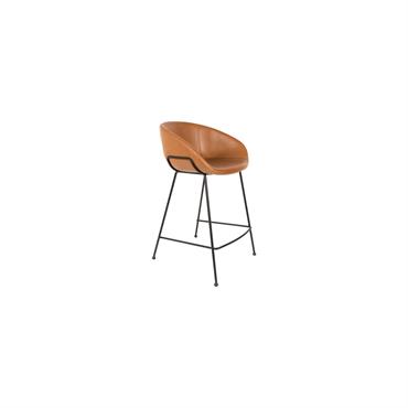 Chaise de comptoir en simili cuir marron H65