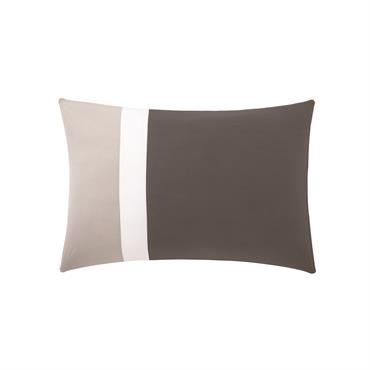 Taie d'oreiller bicolore en coton gris 50x70