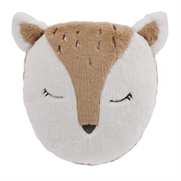 Coussin biche imitation fourrure beige