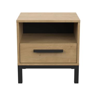 Découvrez notre Chevet 1 tiroir et 1 niche décor chêne et noir mat Craft - L44,6 cm, grâce à son tiroir et sa niche vous pourrez ranger les affaires de ...