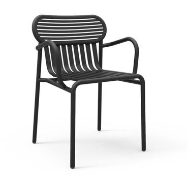 Chaise de jardin avec accoudoirs noire Week-End - Petite Friture