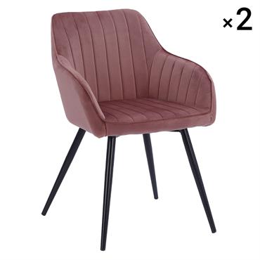 Lot de 2 chaises vintage en velours rose