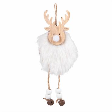 Suspension de Noël cerf beige et imitation fourrure blanche