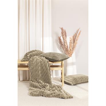 Plaid velours cotelé moelleux imitation fourrure beige - 140x200