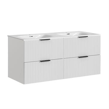 Meuble double vasque encastrée stratifiés blanc