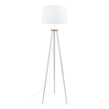 Lampadaire bois naturel et blanc