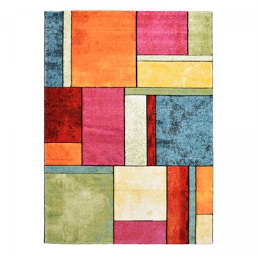 Tapis salon tissé motif géométrique doux et soyeux multicolore 160x230