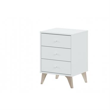 Chevet scandinave 3 tiroirs L40cm x H56cm - Blanc