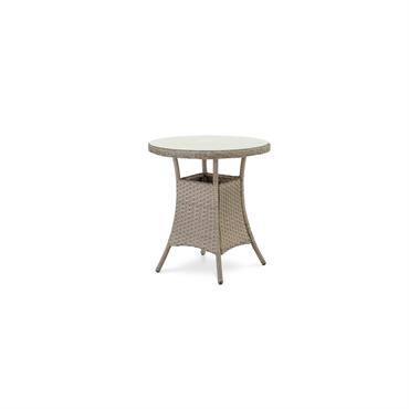 Table à manger ronde en aluminium et rotin synthétique 70diam x 73cm