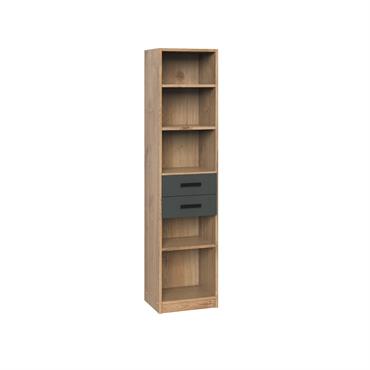 Bibliothèque 5 étagères et 2 tiroirs - L47 cm - Effet Bois clair