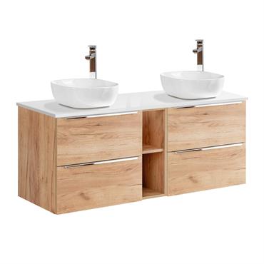 Meuble double vasque stratifiés beige