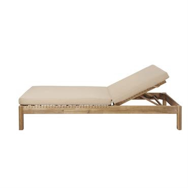 Bain de soleil en résine tressée et toile taupe clair