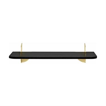 Étagère en noyer teinté noir et supports dorés 50 cm Aedes - AYTM