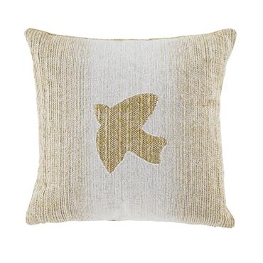 Coussin imprimé oiseau beige 45x45