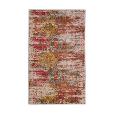 Tapis de bain multicolore rose motif vintage imprimé 80x150