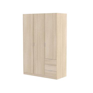 Armoire 3 portes effet bois beige 121x52 cm