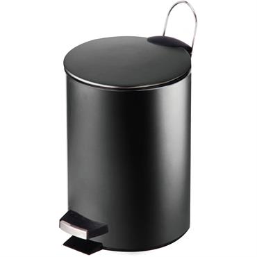 Poubelle salle de bain métal noir ronde 12L
