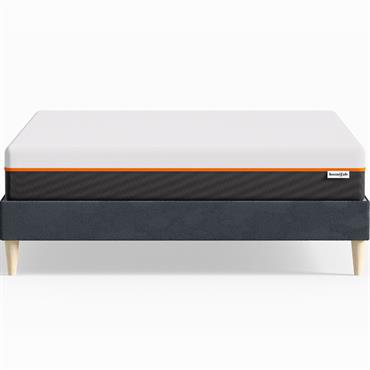 Ensemble Lit adulte + matelas -  Lit adulte - Dina -  Couleur : bleu nuit -  Structure en Sapin massif -  Revêtement : Velours 100% polyester ...