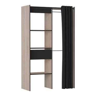 Armoire extensible effet bois clair et noir