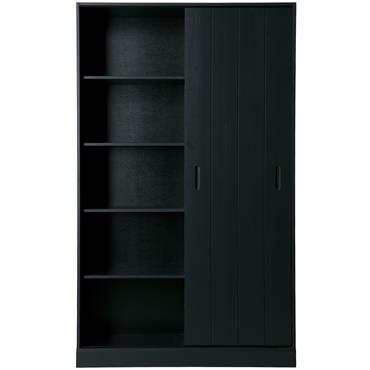 Armoire 1 porte coulissantes en pin noir