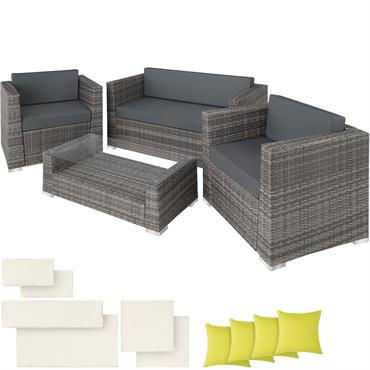 Canapé de jardin Lounge en rotin Avec cadre en aluminium gris
