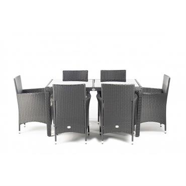 Ensemble table et chaises d'extérieur 6 Places Noir Rotin synthétique