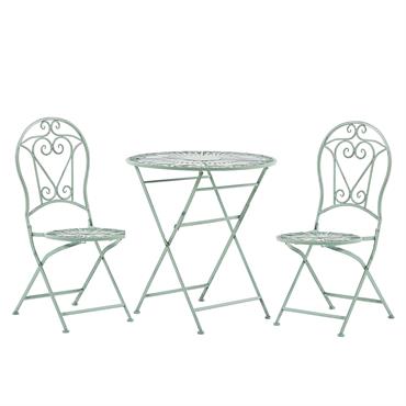 Ensemble pour bistro pliant métal vert clair