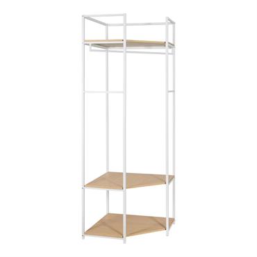 Portant d'angle bois et métal blanc L70 x H200cm