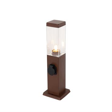 Lampadaire extérieure brun rouille 45 cm avec prise IP44