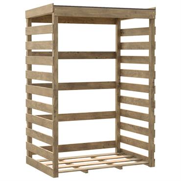 Abri-bûches en bois traité marron 174 x 82 x 120 cm