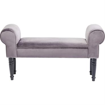 Banc 1 place velours gris et bouleau massif