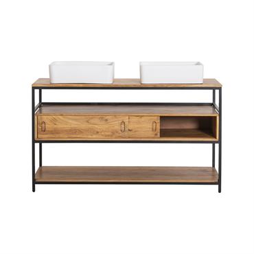 Meuble sous vasque en bois marron 140x50 cm