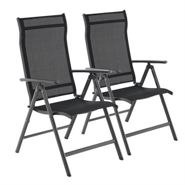 Chaise de Jardin pliable  lot de 2 cadre en aluminium noir