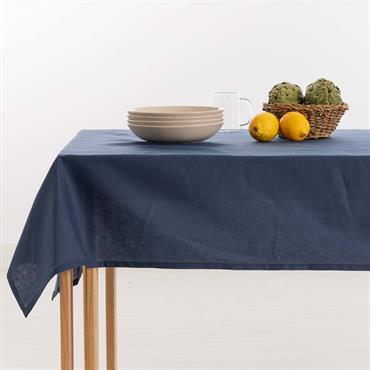 Nappe en lin bleu foncé 250x150