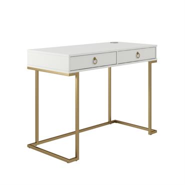 Ce bureau est une addition sophistiquée à votre espace de travail. Il est fabriqué en MDF blanc. Le cadre et les accessoires dorés ajoutent une touche de glamour parfaite. Le ...