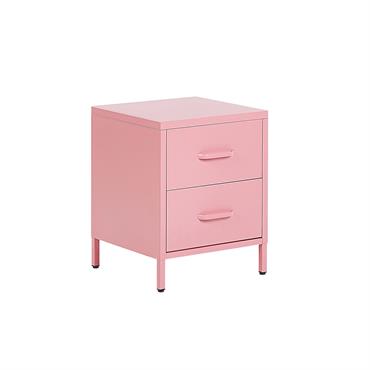 Table de nuit à 2 tiroirs métal rose