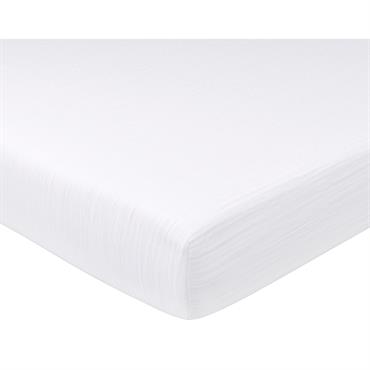 Drap-housse en lin blanc craie 140x200x28