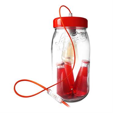 Lampe bocal en verre rouge