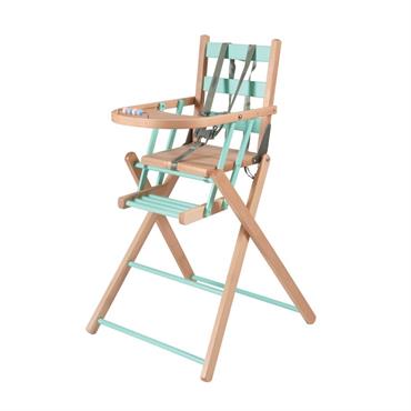 Chaise haute extra-pliante hybride bicolore vert d'eau