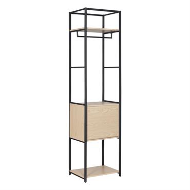 Portant vêtements fermé bois et métal noir L50 x H200 cm