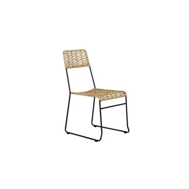 Lot de 2 chaises en résine tressée coloris naturel