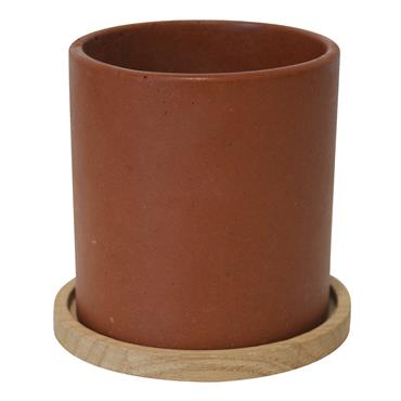 Pot multi-usage en brique reconstitué rouge 9x9x9cm
