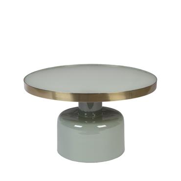 Table basse ronde en acier émaillé vert d'eau