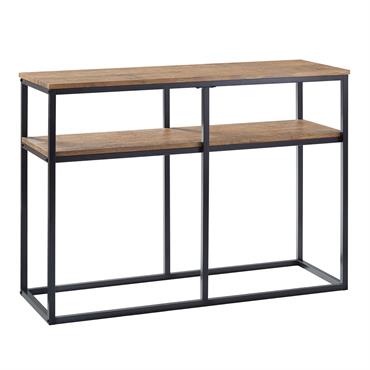 Table console cadre en métal noir avec 2 étagères