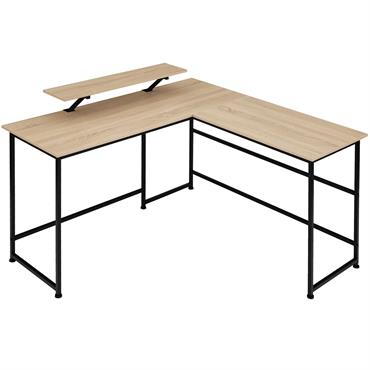 Bureau Style industriel avec Fixation moniteur coulissant bois clair