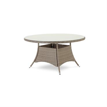 Table à manger ronde en aluminium et rotin synthétique 140diam x 73cm